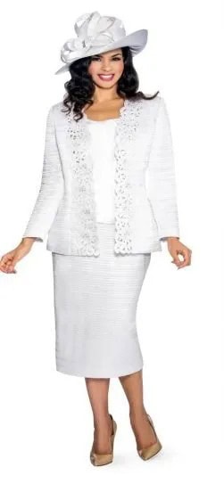 Lace Suit Jacket with Midi Straight Cut Skirt & Floppy Hat