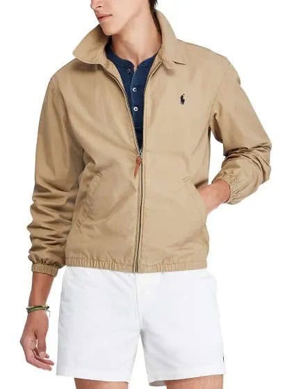 Crepe Windbreaker with Navy Blue Shirt & White Mini Shorts