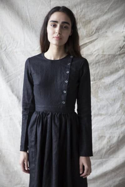 Black Button Front Linen Breezy Dress