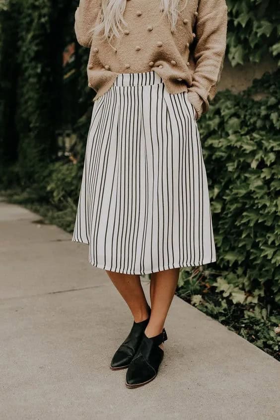 Striped Black and White Skirt