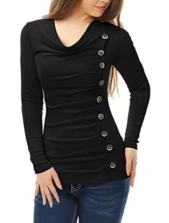 Black Top with Button Front Details