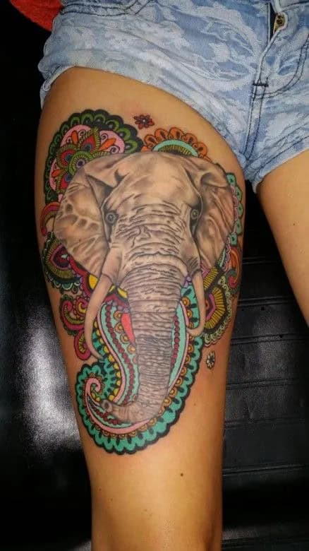 Decorated Elephant Tattoo Designs