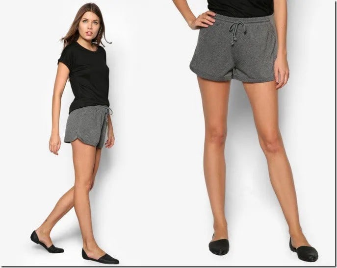 Slip On Shoes with Black T Shirt & Grey Jogger Shorts