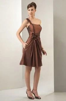 Bronze Single Strap Tube Fit and Flare Knee Length Dress