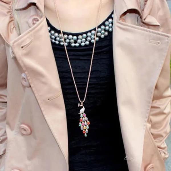 Blush Pink Coat with Black Scoop Neck Tank Top & Gold Chain