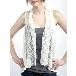 White Lace Vest with Grey Tube Top