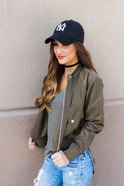 Wear with Ripped Boyfriend Jeans & Baseball Cap