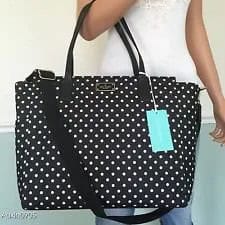 White Sleeveless Lace Chiffon Top with Black Polka Dot Purse