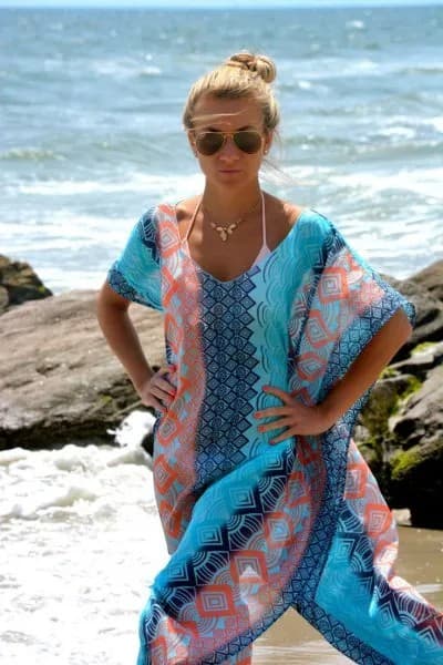 Tribal Printed Maxi Silk Cover Up Dress