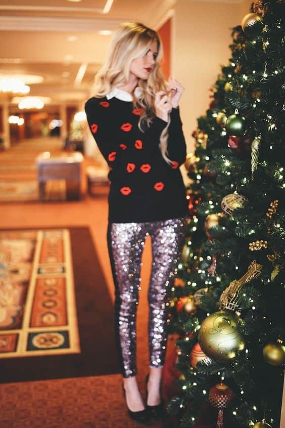 Christmas Sweater with Sequin Leggings