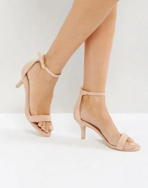 Pale Pink Kitten Heel Sandals with Blush Chiffon Shift Mini Dress