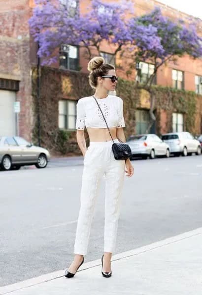 Crop Top with White Linen Pants