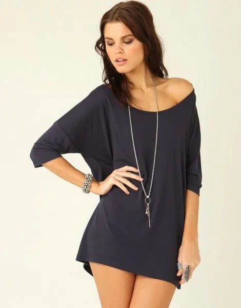 Batwing One-Shoulder T Shirt Dress