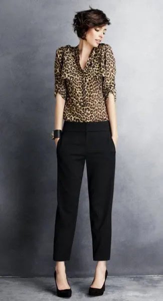 Wear with Black Straight Leg Cropped Dress Pants & Ballet Heels