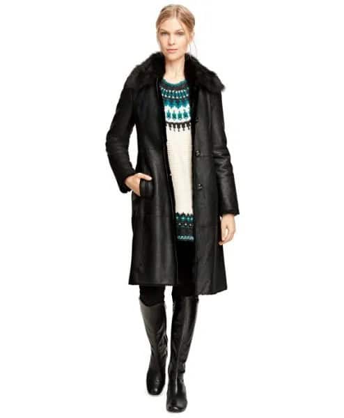 Black Coat with White Tribal Printed Sweater