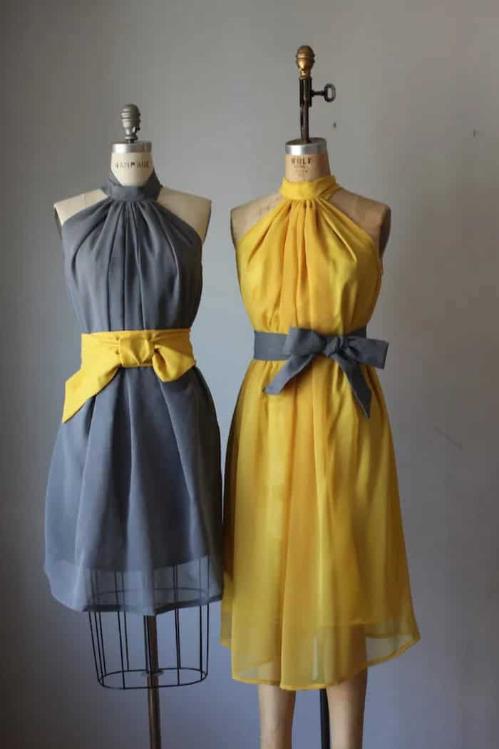 Grey & Yellow Cocktail Dress