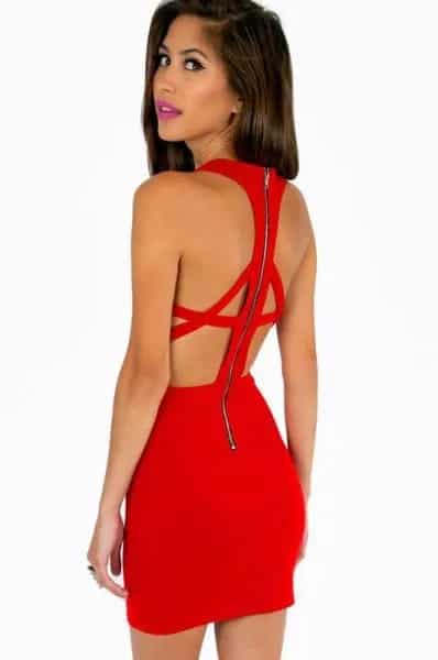 Backless Halter Mini Bodycon Dress