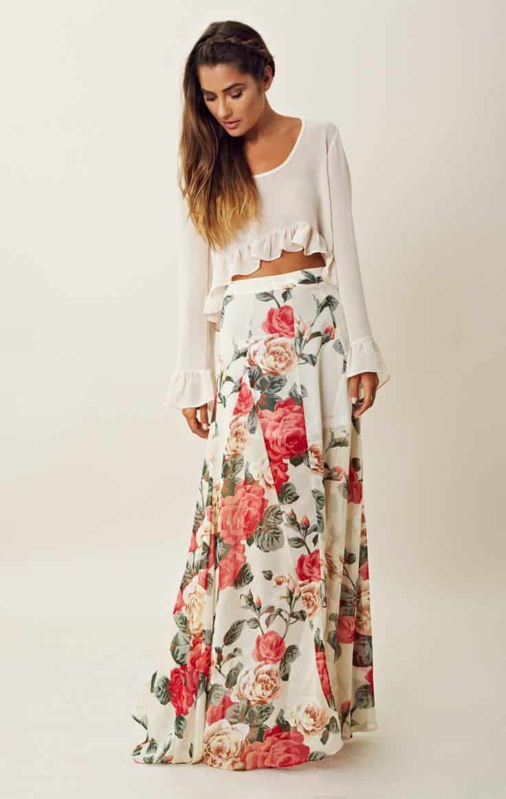 Boho maxi skirt outfits