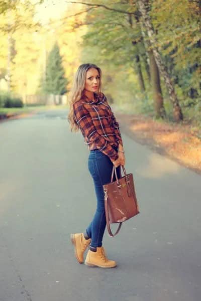 Black and Red Plaid Flannel Shirt & Jeans