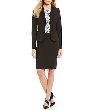 Black Suit Consists of Short Coat & Pencil Skirt