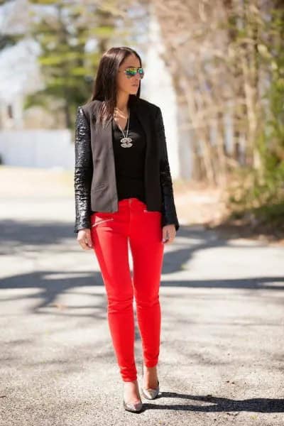 Wear with Black Top & Leather Blazer