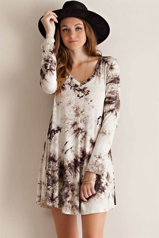 Long Sleeve Tie Dye T Shirt Dress