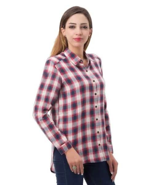 Grey and White Plaid Boyfriend Rayon Shirt