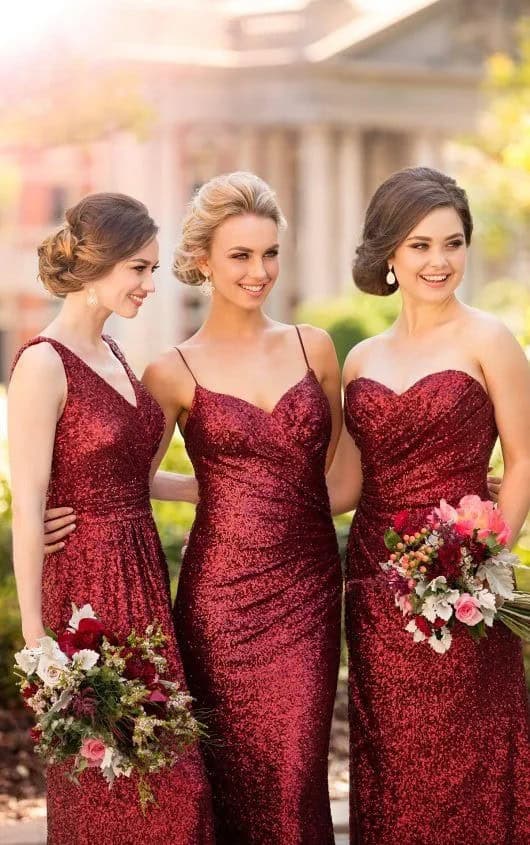 Bridesmaid Red Sequin Dresses