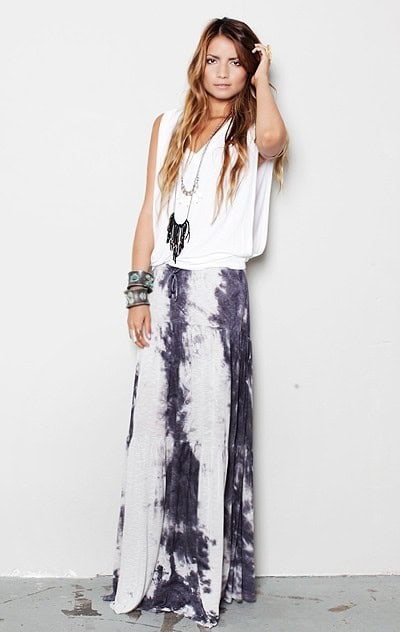 Boho maxi skirt outfits