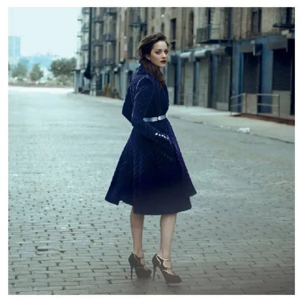 Blue Velvet Knee Length Flare Dress with Silver Belt