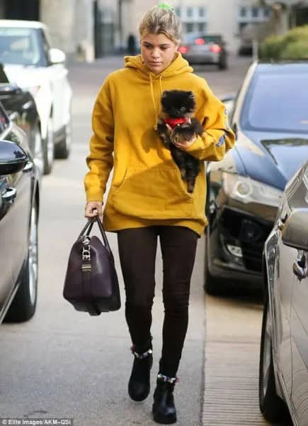 Mustard Yellow Long Hoodie with Black Leggings & Ankle Boots