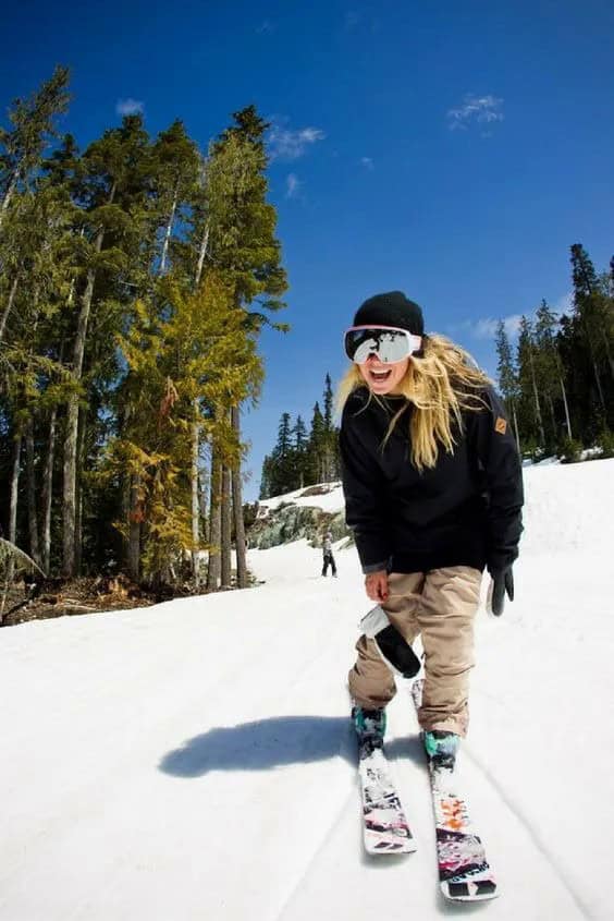 Beige Ski Pants and Black Jacket