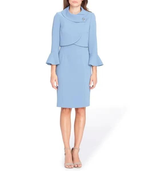 Light Blue Bell Sleeve Jacket Dress