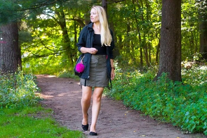 Black Casual Jacket with Grey Mini Skirt