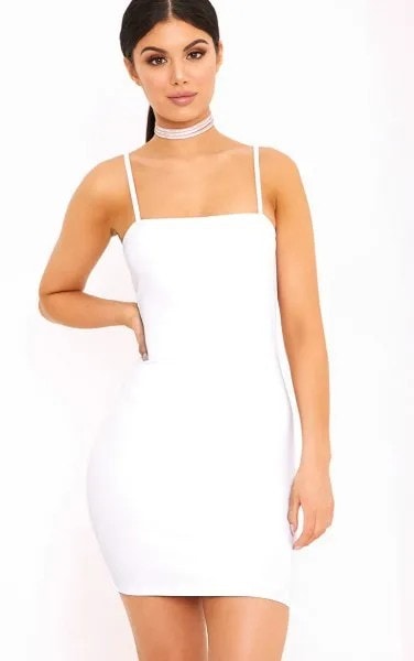 White Spaghetti Strap Bodycon Dress