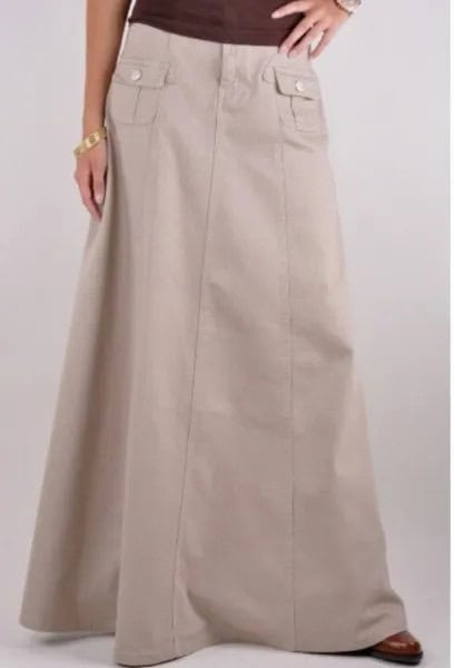 Light Grey Slightly Flared Khaki Skirt with Black Tee