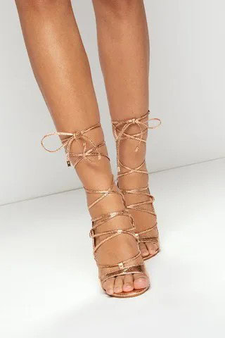 Gold Gladiator Platform Heeled Sandals