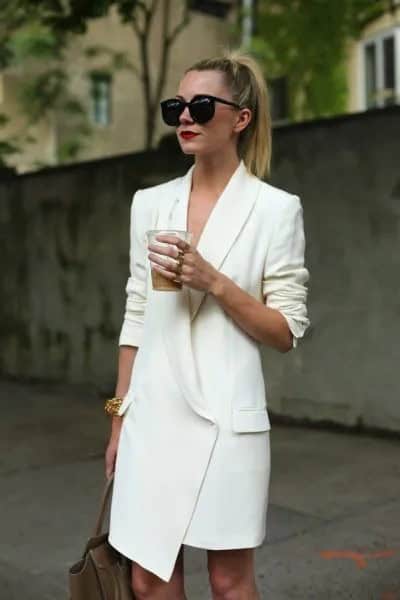 White Blazer Jacket Dress