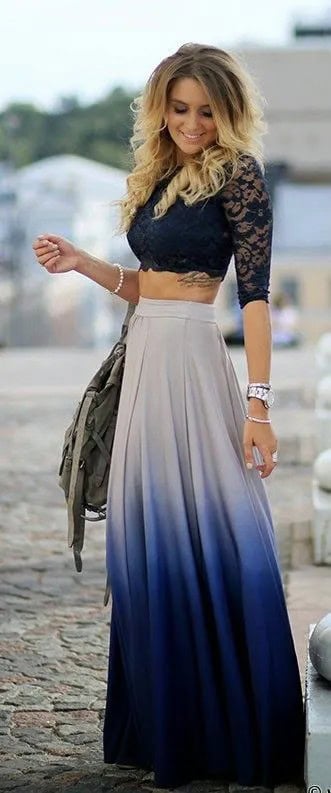 Fancy maxi skirt outfits