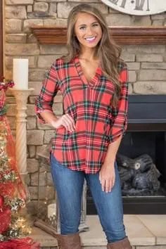 Pink Plaid Boyfriend Shirt with Knee High Boots