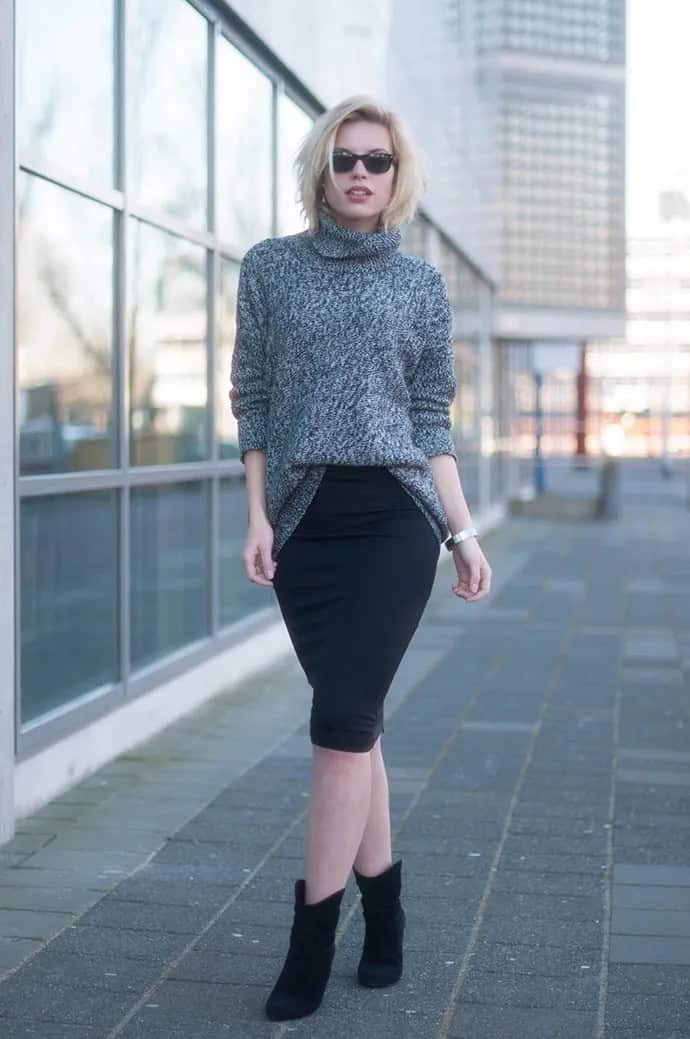 Pencil Skirt with Boots