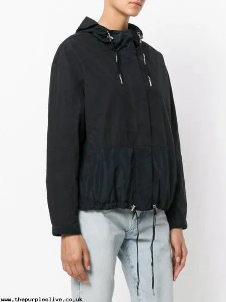 Black Windbreaker with Light Blue Straight Leg Jeans