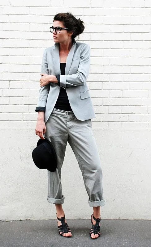 Soft Blue and Grey Chinos Outfit