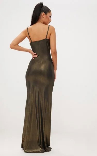 Bronze Spaghetti Strap Floor Length Tube Dress