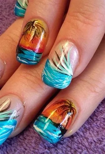 Palm tree nail designs