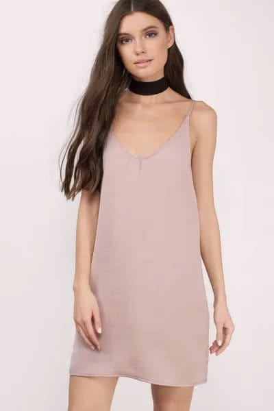 Pale Pink Cami Shift Dress with Black Choker