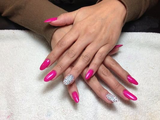 Pink acrylic nails