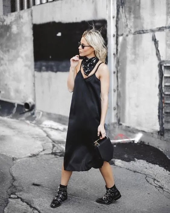 Black Silk Spaghetti Strap Dress