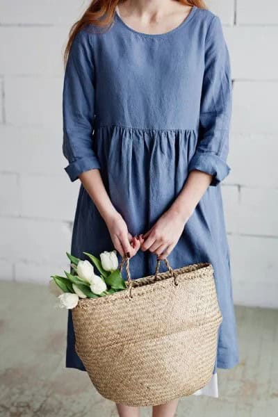 Chambray Midi Smock Dress