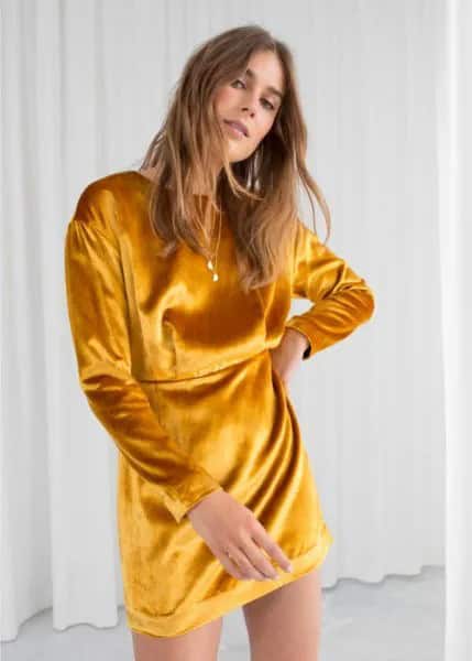 Golden Mustard Color Shirt Dress with Heels